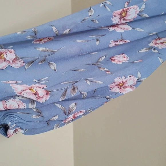 Floret Studio Floral Ruffle Mini Dress XS Blue Long Sleeve Cottagecore - Picture 2 of 10